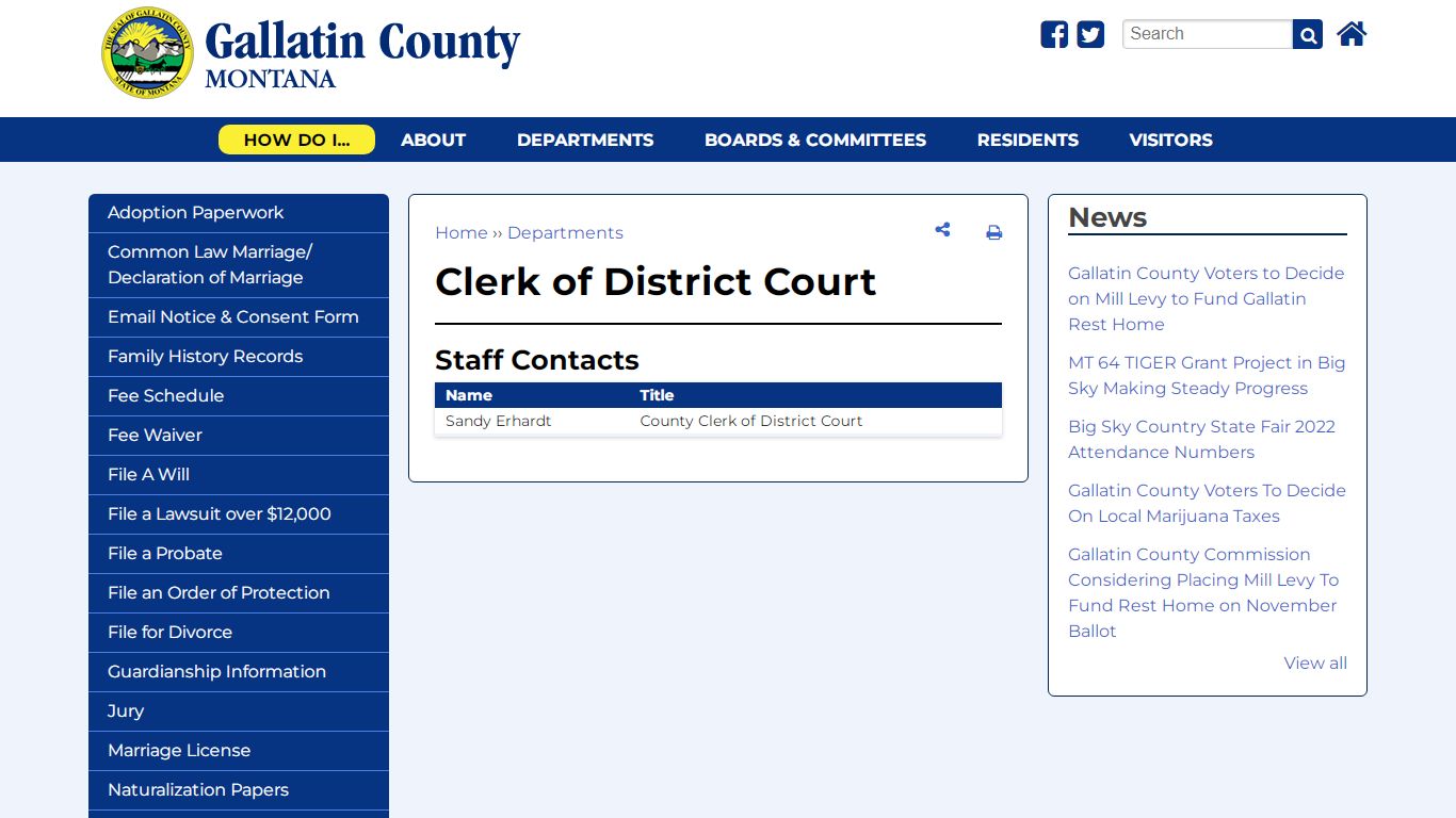 Clerk of District Court | Gallatin County, MT